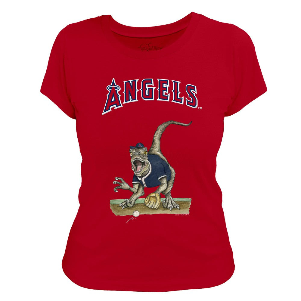 Los Angeles Angels Tiny Turnip Women's Velociraptor T-Shirt Red
