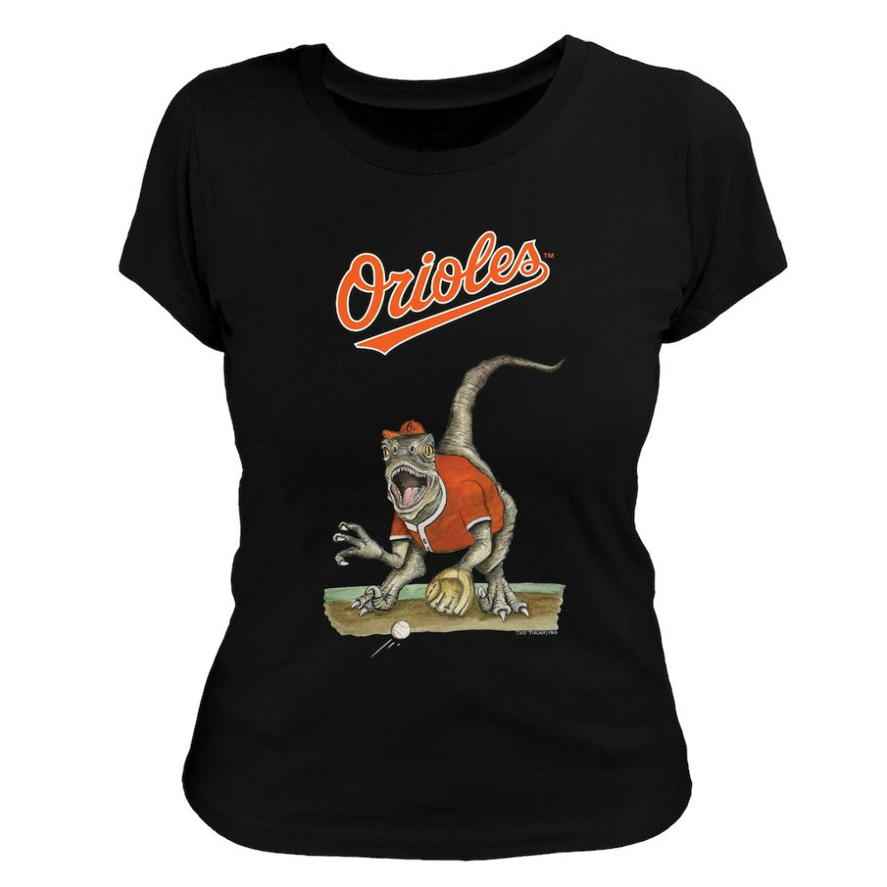 Baltimore Orioles Tiny Turnip Women's Velociraptor T-Shirt Black