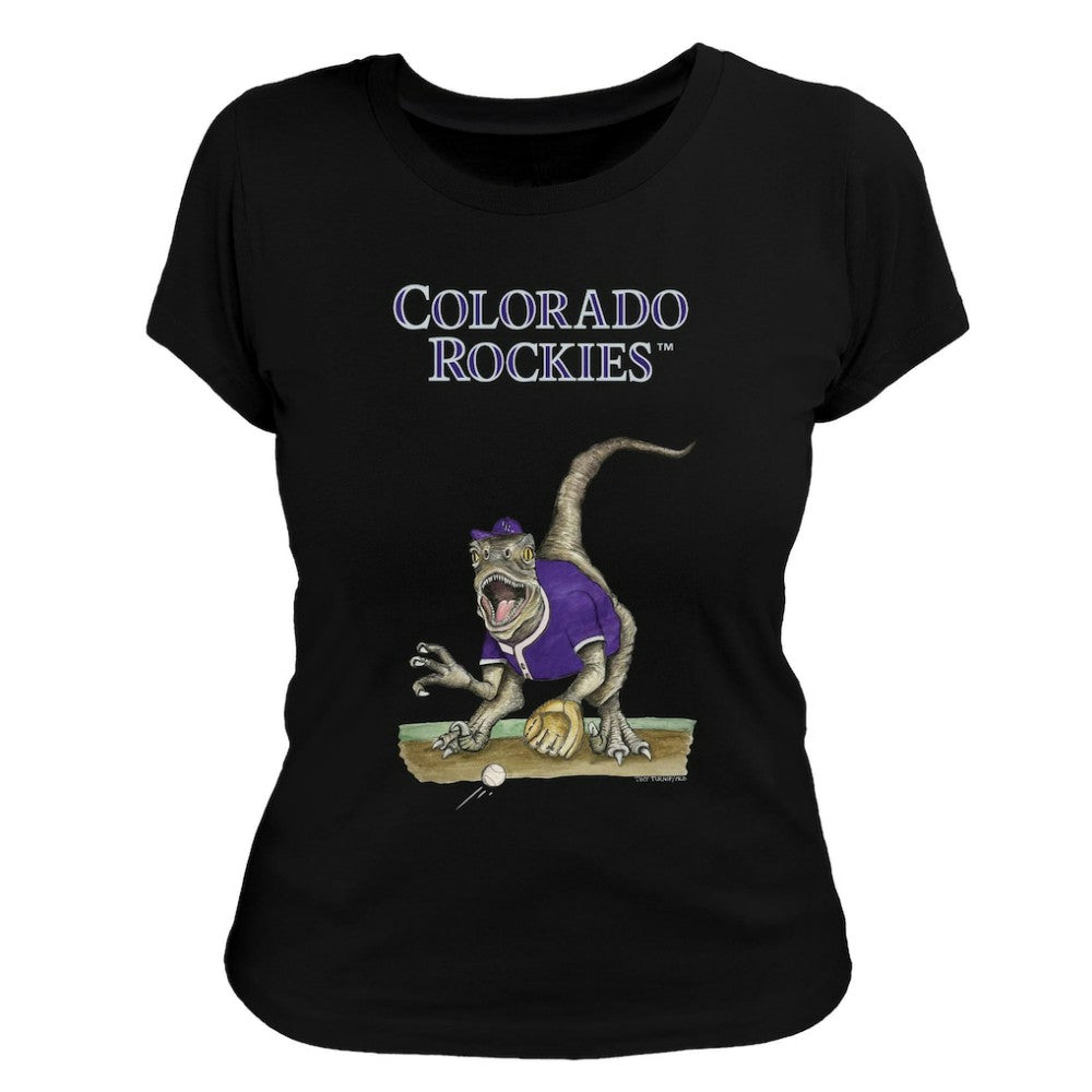 Colorado Rockies Tiny Turnip Women's Velociraptor T-Shirt Black