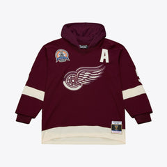 Detroit Red Wings Mitchell & Ness x Just Don Jersey Hoodie Crimson
