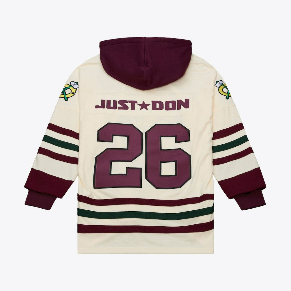 Chicago Blackhawks Mitchell & Ness x Just Don Jersey Hoodie Cream