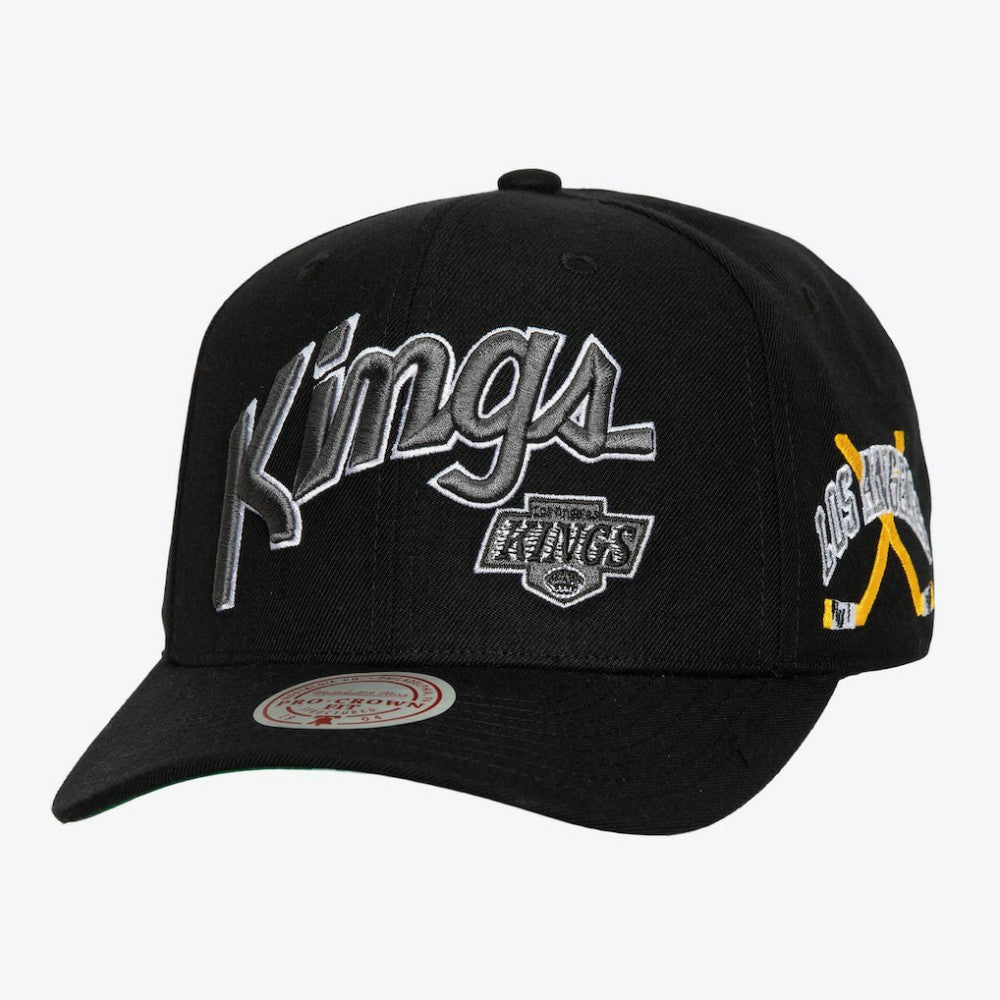 Los Angeles Kings Mitchell & Ness x Just Don Wave Script Pro Strapback Hat Black