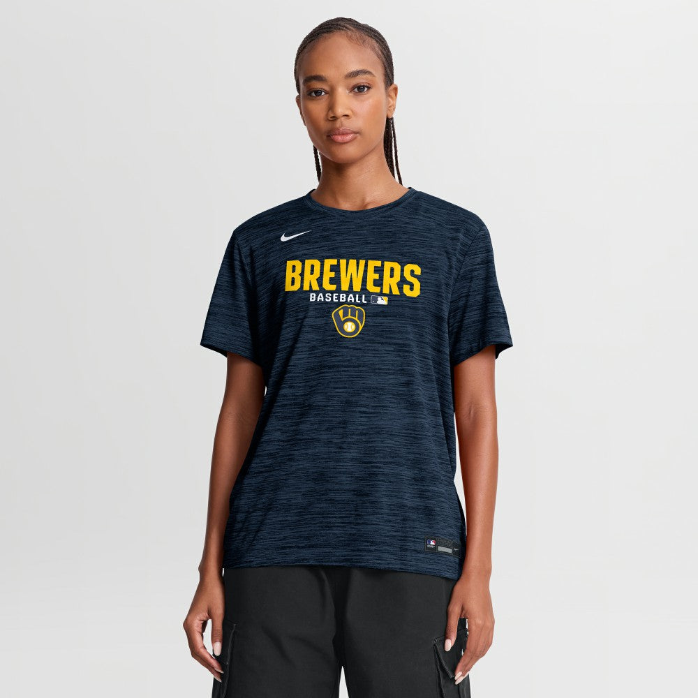 Milwaukee Brewers Women's Authentic Collection Velocity Dri-FIT T-Shirt Navy | Nike