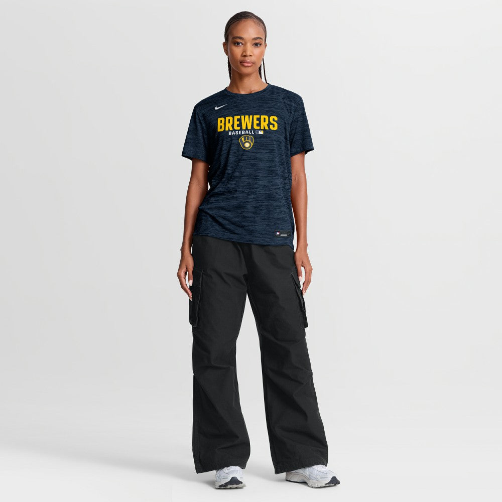 Milwaukee Brewers Women's Authentic Collection Velocity Dri-FIT T-Shirt Navy | Nike
