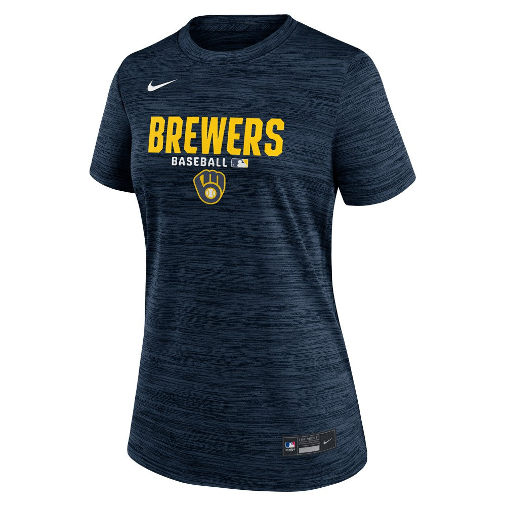 Milwaukee Brewers Women's Authentic Collection Velocity Dri-FIT T-Shirt Navy | Nike