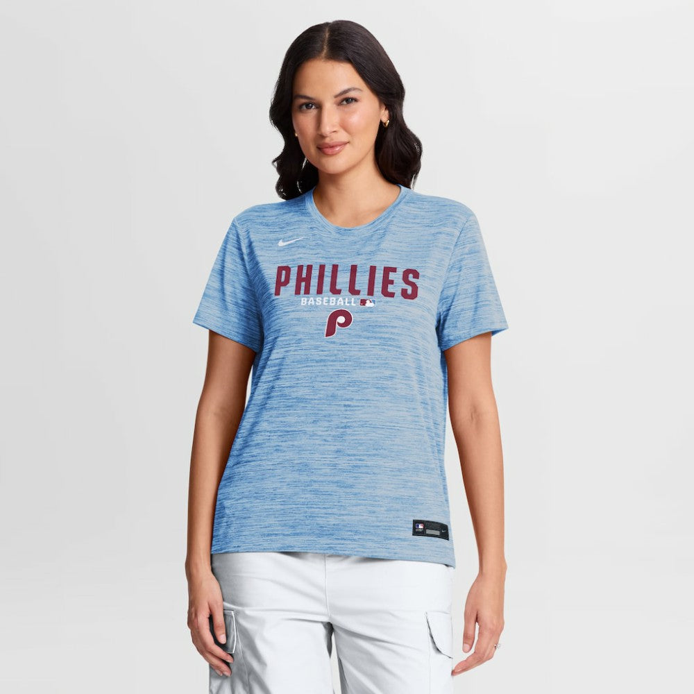 Philadelphia Phillies Women's Authentic Collection Alternate Logo Velocity Dri-FIT T-Shirt Light Blue | Nike