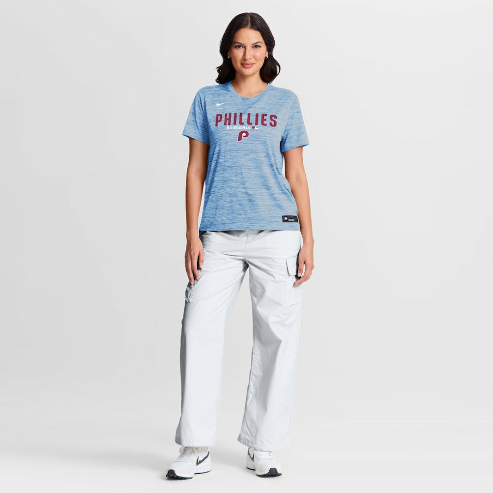 Philadelphia Phillies Women's Authentic Collection Alternate Logo Velocity Dri-FIT T-Shirt Light Blue | Nike