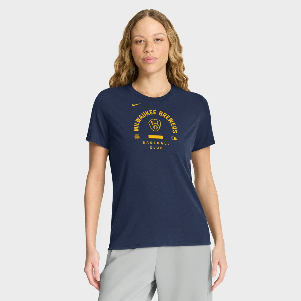 Milwaukee Brewers Women's Authentic Collection Early Work Tri-Blend Dri-FIT T-Shirt Navy | Nike