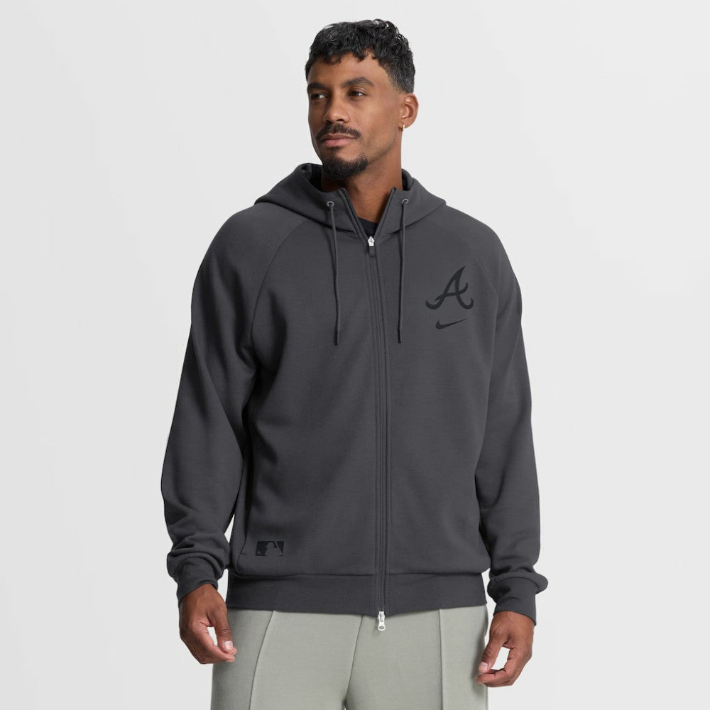 Atlanta Braves Authentic Collection Player Raglan Dri-FIT Full-Zip Hoodie Anthracite | Nike