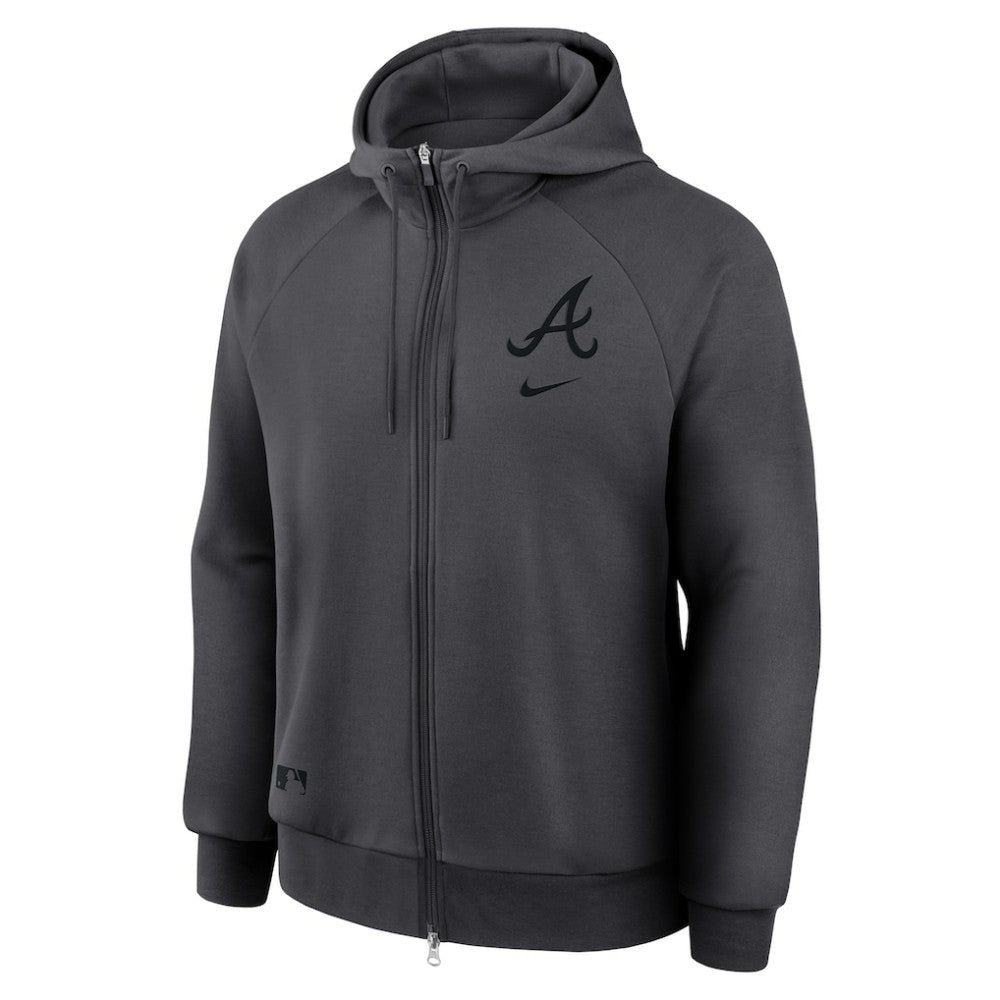 Atlanta Braves Authentic Collection Player Raglan Dri-FIT Full-Zip Hoodie Anthracite | Nike
