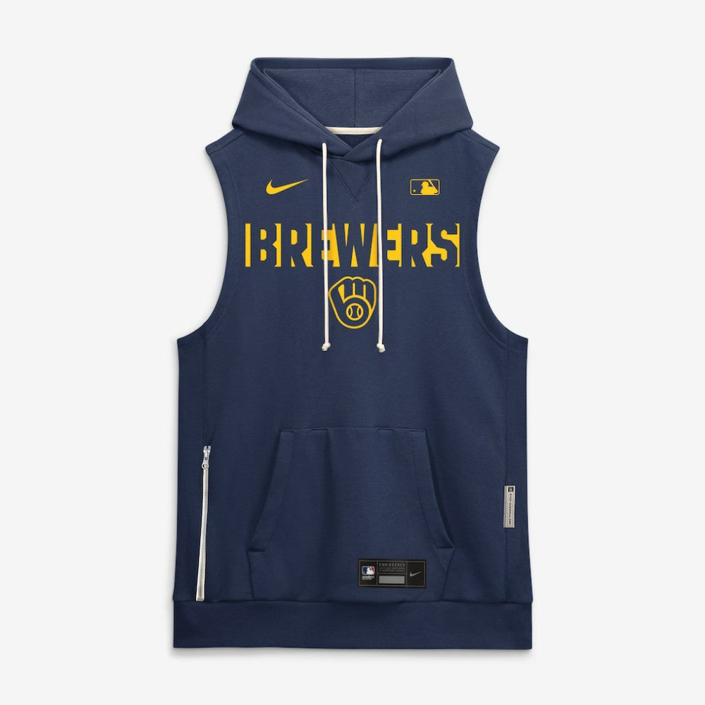 Milwaukee Brewers Authentic Collection Standard Issue Dri-FIT Sleeveless Hoodie Navy | Nike