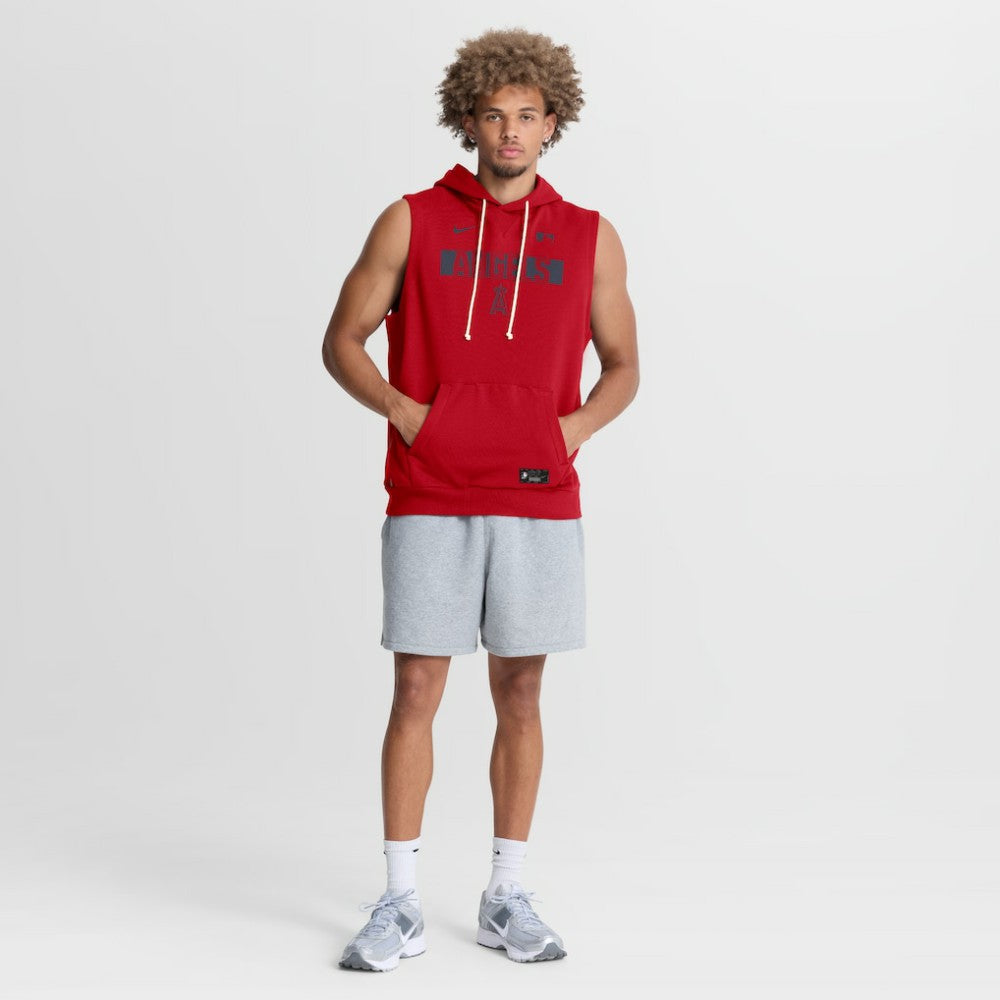 Los Angeles Angels Authentic Collection Standard Issue Dri-FIT Sleeveless Hoodie Red | Nike