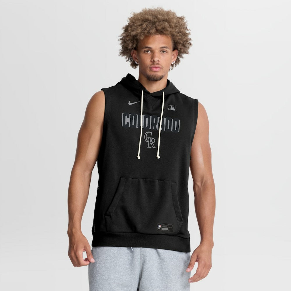 Colorado Rockies Authentic Collection Standard Issue Dri-FIT Sleeveless Hoodie Black | Nike