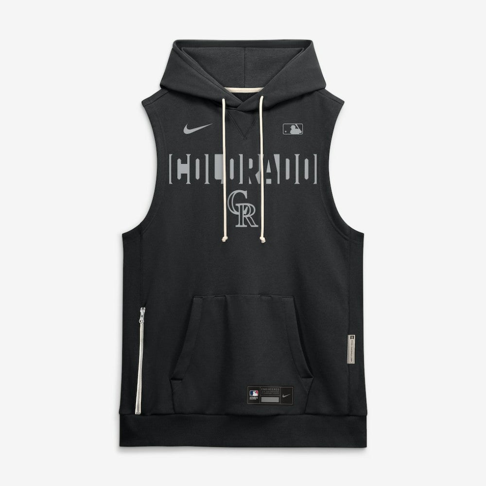 Colorado Rockies Authentic Collection Standard Issue Dri-FIT Sleeveless Hoodie Black | Nike