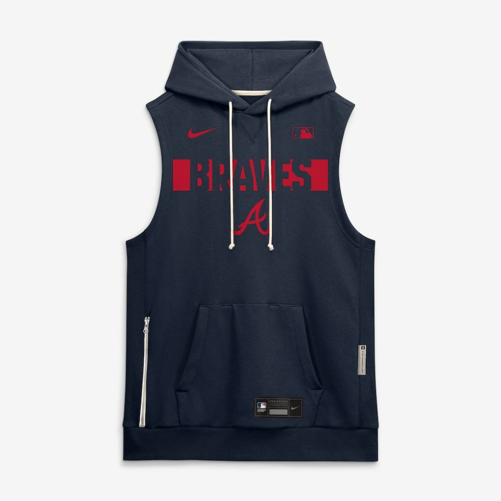 Atlanta Braves Authentic Collection Standard Issue Dri-FIT Sleeveless Hoodie Navy | Nike