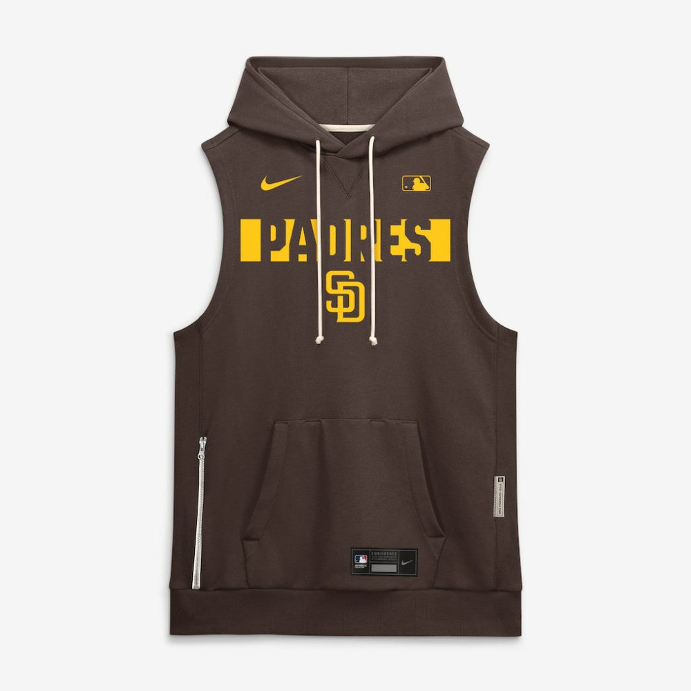 San Diego Padres Authentic Collection Standard Issue Dri-FIT Sleeveless Hoodie Brown | Nike