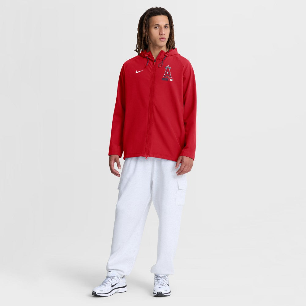 Los Angeles Angels Authentic Collection Raglan Therma-FIT Full-Zip Hooded Jacket Red | Nike