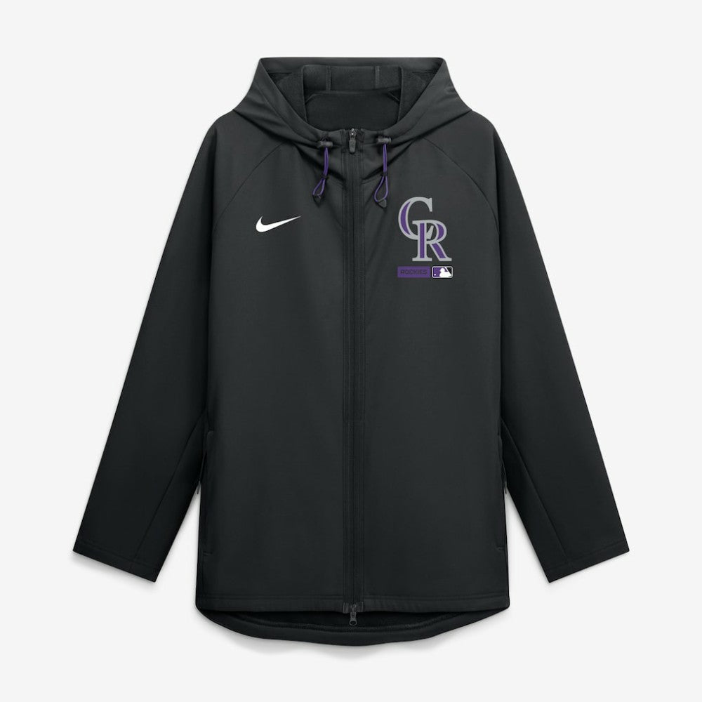 Colorado Rockies Authentic Collection Raglan Therma-FIT Full-Zip Hooded Jacket Black | Nike