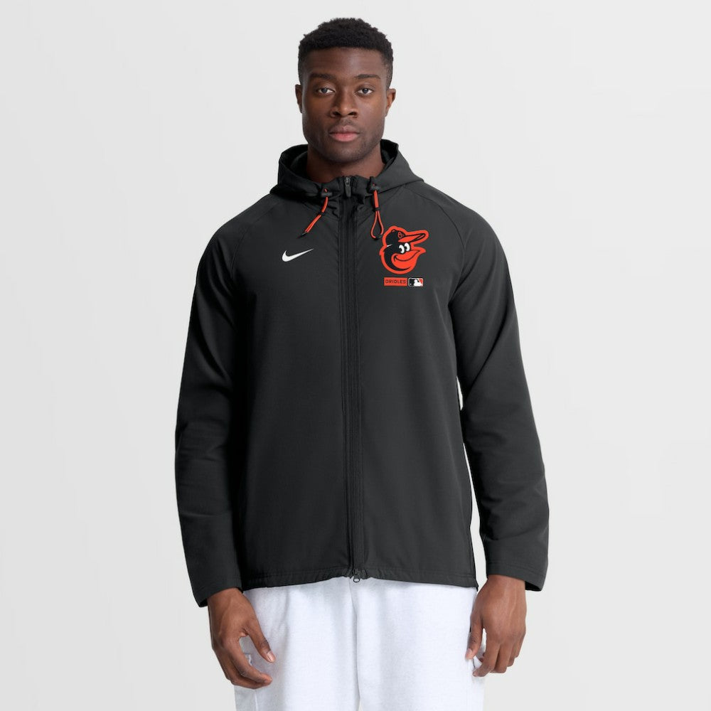 Baltimore Orioles Authentic Collection Raglan Therma-FIT Full-Zip Hooded Jacket Black | Nike