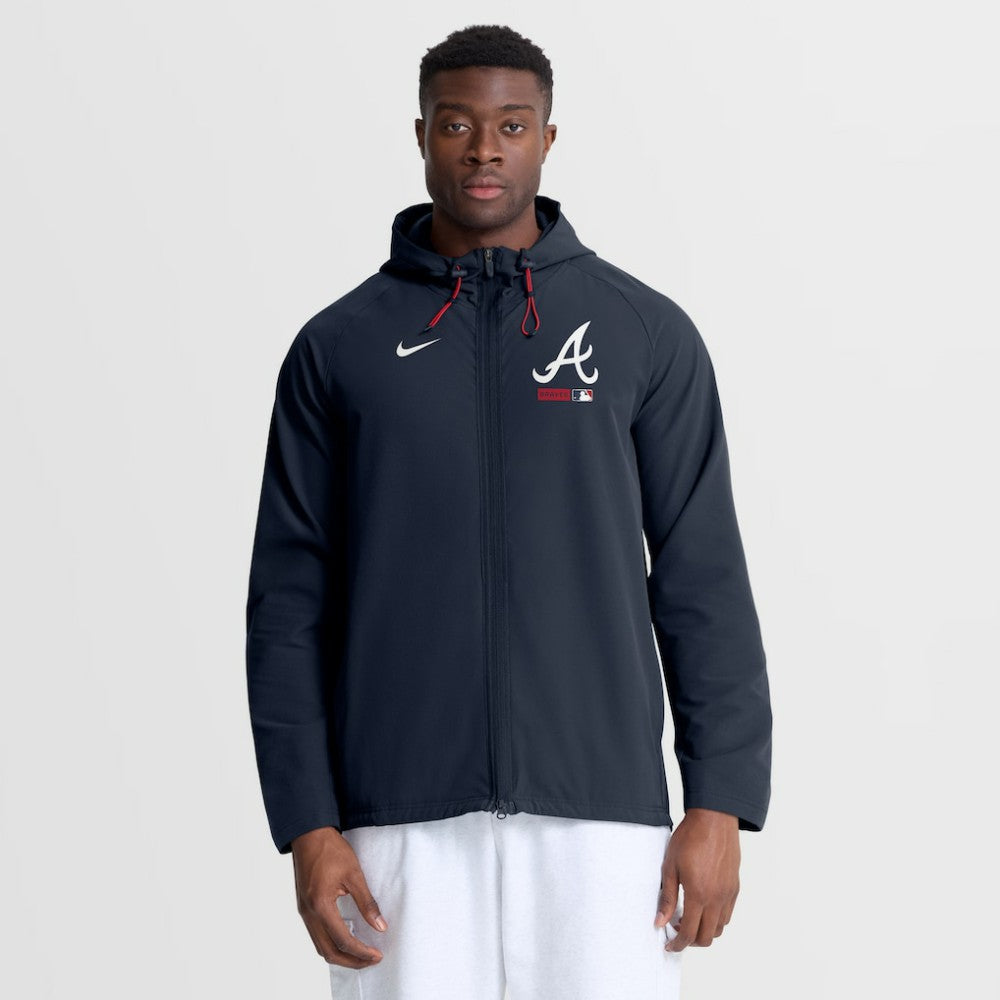 Atlanta Braves Authentic Collection Raglan Therma-FIT Full-Zip Hooded Jacket Blue | Nike