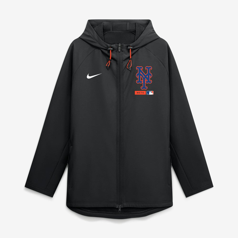 New York Mets Authentic Collection Raglan Therma-FIT Full-Zip Hooded Jacket Black | Nike