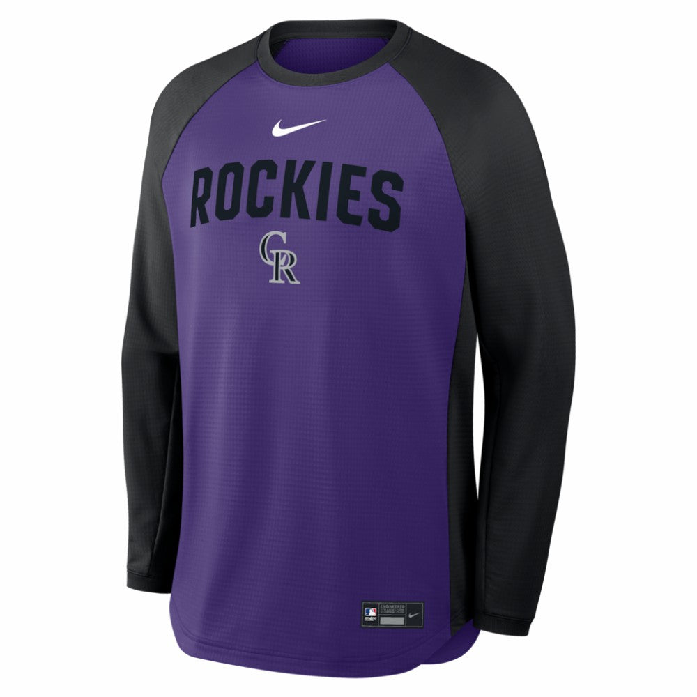 Colorado Rockies Authentic Collection Raglan Dri-FIT Sweatshirt Purple | Nike
