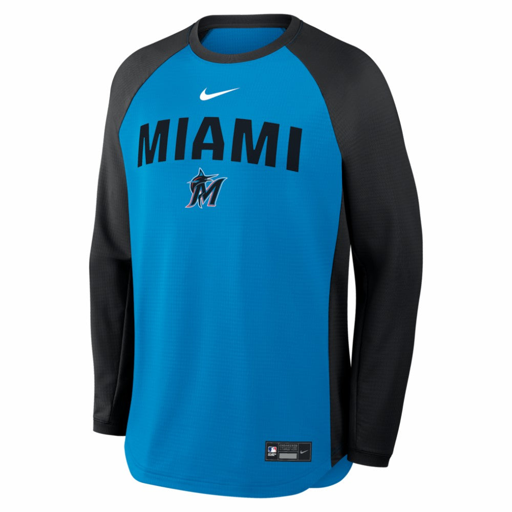 Miami Marlins Authentic Collection Raglan Dri-FIT Sweatshirt Blue | Nike