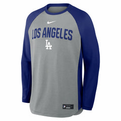 Los Angeles Dodgers Authentic Collection Raglan Dri-FIT Sweatshirt Heather Charcoal | Nike