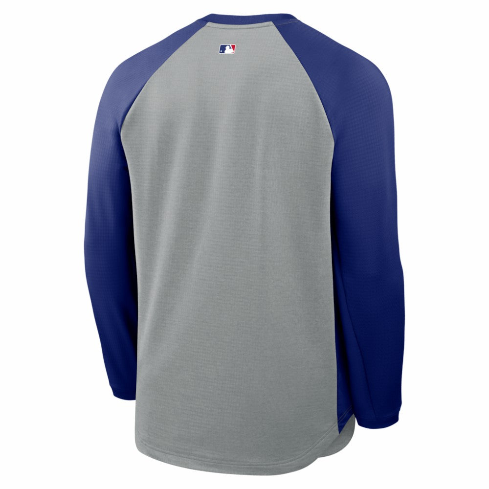 Los Angeles Dodgers Authentic Collection Raglan Dri-FIT Sweatshirt Heather Charcoal | Nike