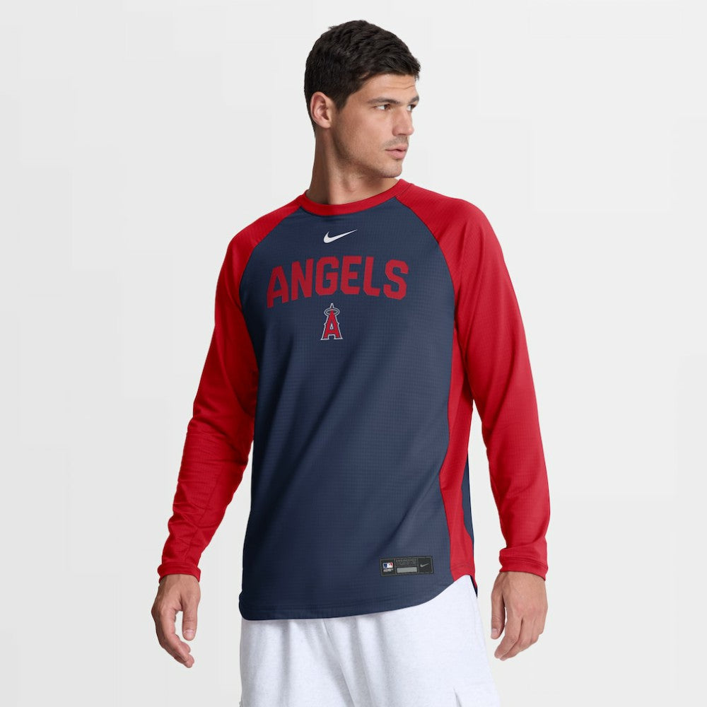 Los Angeles Angels Authentic Collection Raglan Dri-FIT Sweatshirt Navy | Nike