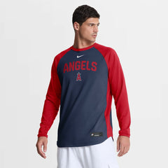 Los Angeles Angels Authentic Collection Raglan Dri-FIT Sweatshirt Navy | Nike