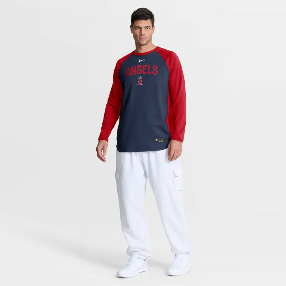 Los Angeles Angels Authentic Collection Raglan Dri-FIT Sweatshirt Navy | Nike