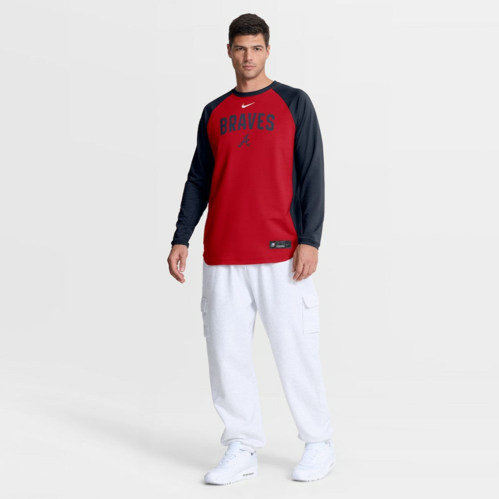 Atlanta Braves Authentic Collection Raglan Dri-FIT Sweatshirt Red | Nike