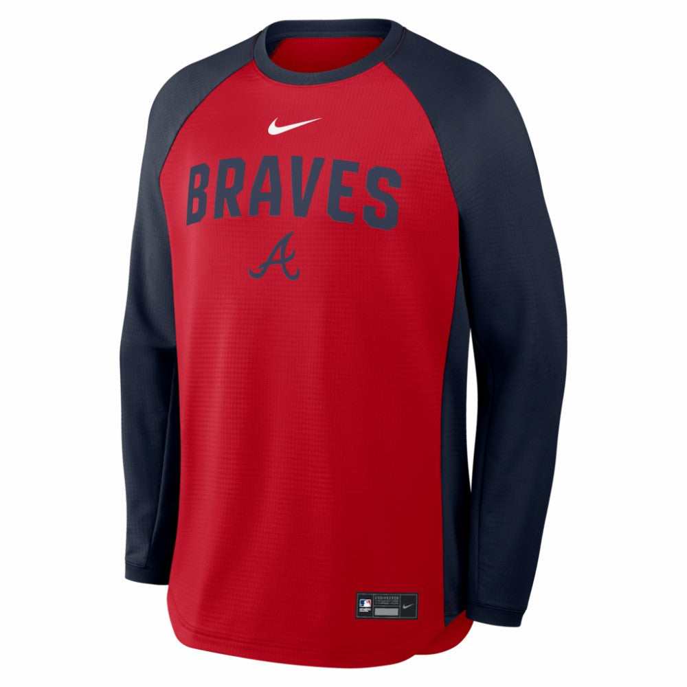Atlanta Braves Authentic Collection Raglan Dri-FIT Sweatshirt Red | Nike