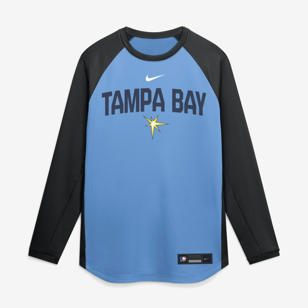Tampa Bay Rays Authentic Collection Raglan Dri-FIT Sweatshirt Light Blue | Nike