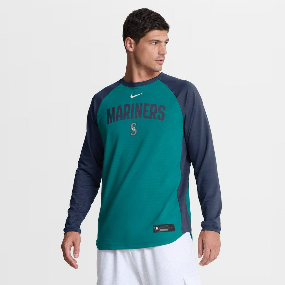 Seattle Mariners Authentic Collection Raglan Dri-FIT Sweatshirt Teal | Nike