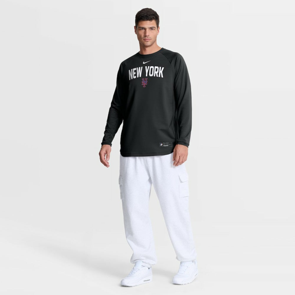New York Mets Authentic Collection Raglan Dri-FIT Sweatshirt Black | Nike