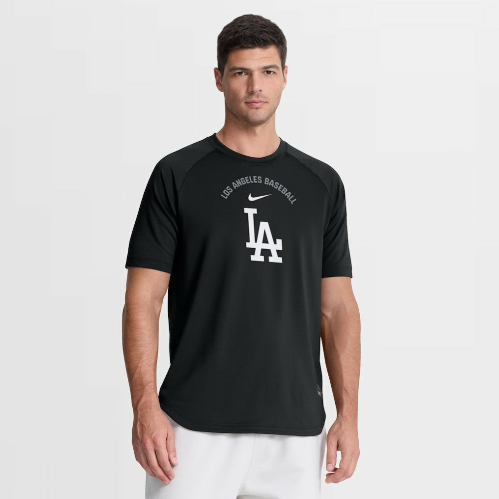 Los Angeles Dodgers Authentic Collection Batting Practice Pre-Game Raglan Dri-FIT Top Black | Nike