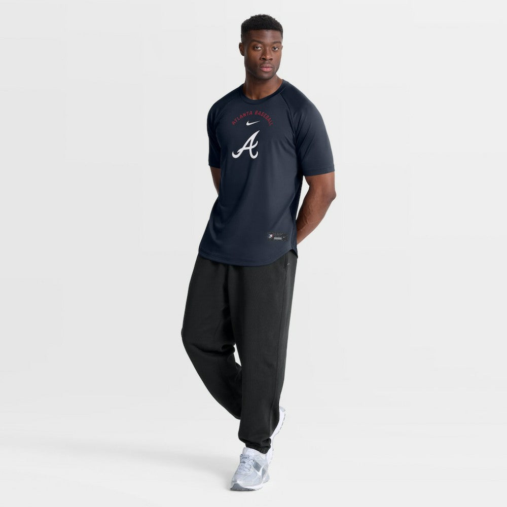 Atlanta Braves Authentic Collection Batting Practice Pre-Game Raglan Dri-FIT Top Blue | Nike
