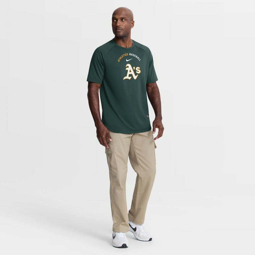 Athletics Authentic Collection Batting Practice Pre-Game Raglan Dri-FIT Top Green | Nike