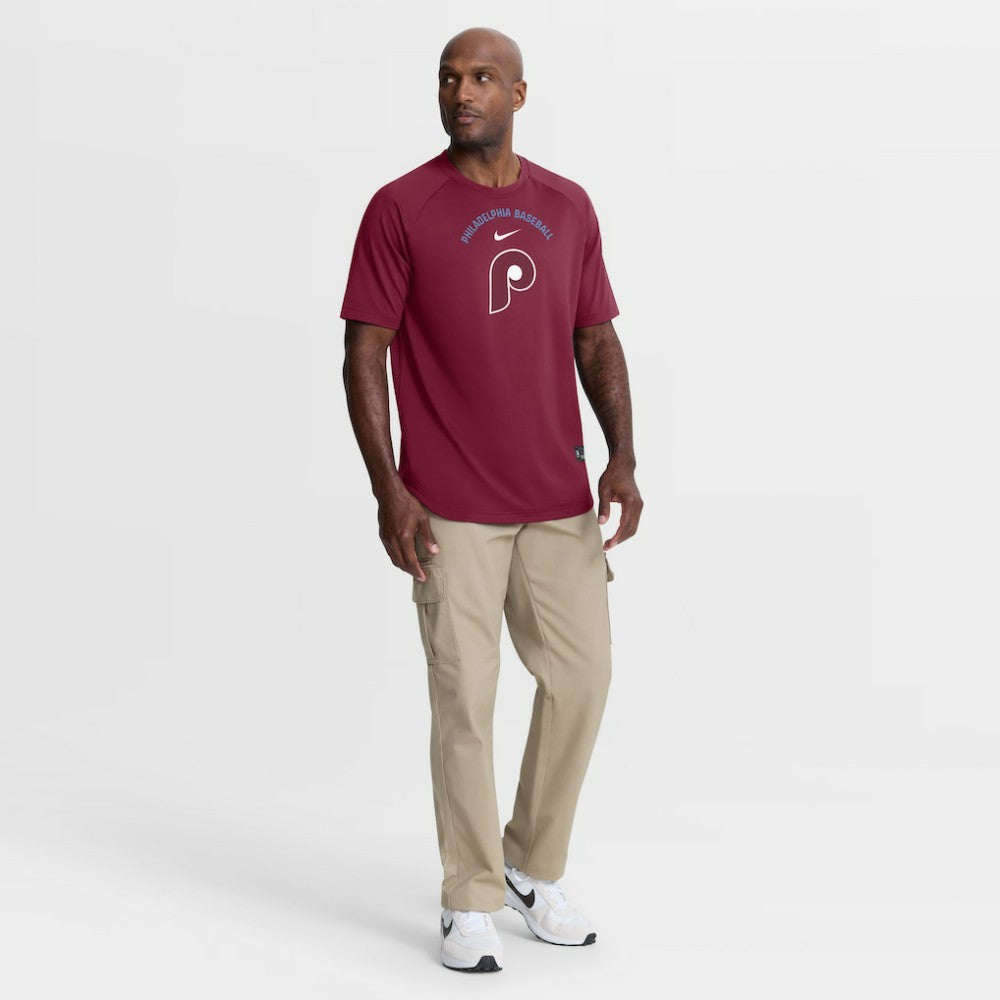 Philadelphia Phillies Authentic Collection Batting Practice Pre-Game Raglan Dri-FIT Top Burgundy | Nike