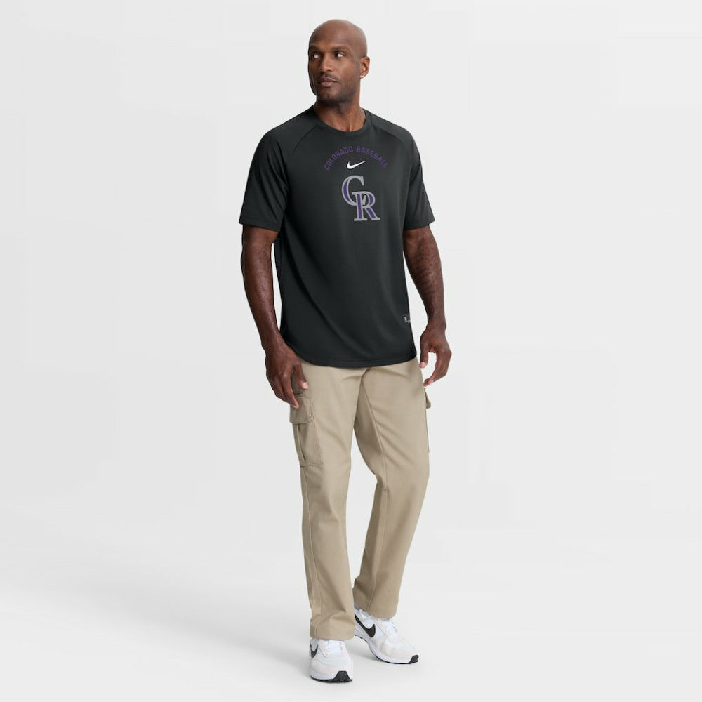Colorado Rockies Authentic Collection Batting Practice Pre-Game Raglan Dri-FIT Top Black | Nike