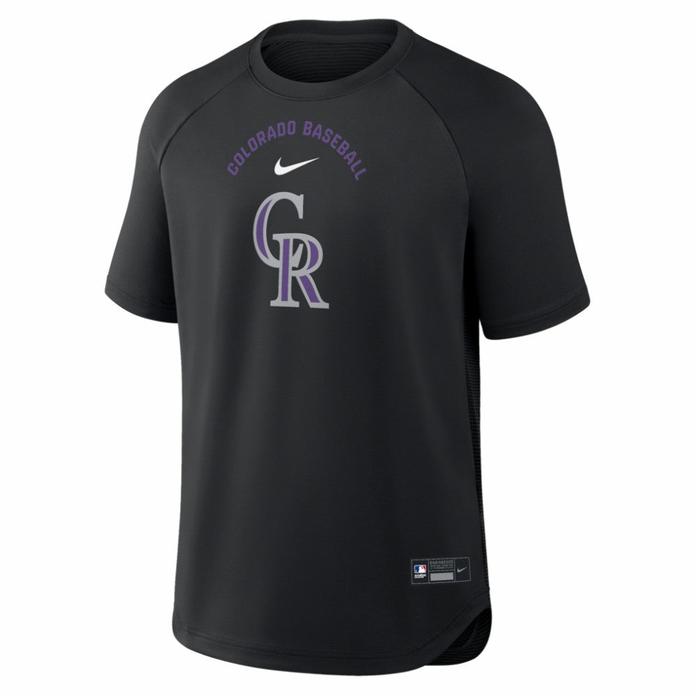 Colorado Rockies Authentic Collection Batting Practice Pre-Game Raglan Dri-FIT Top Black | Nike