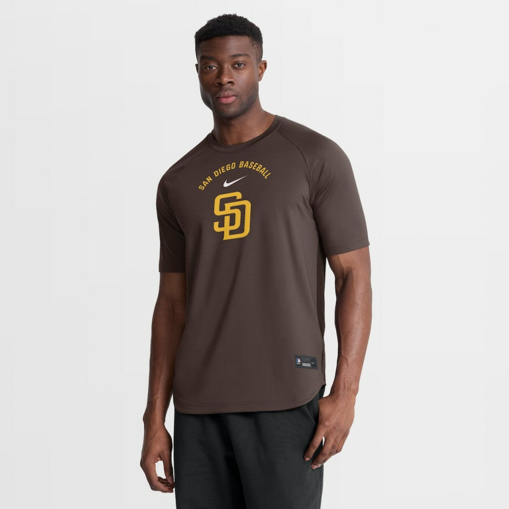 San Diego Padres Authentic Collection Batting Practice Pre-Game Raglan Dri-FIT Top Brown | Nike