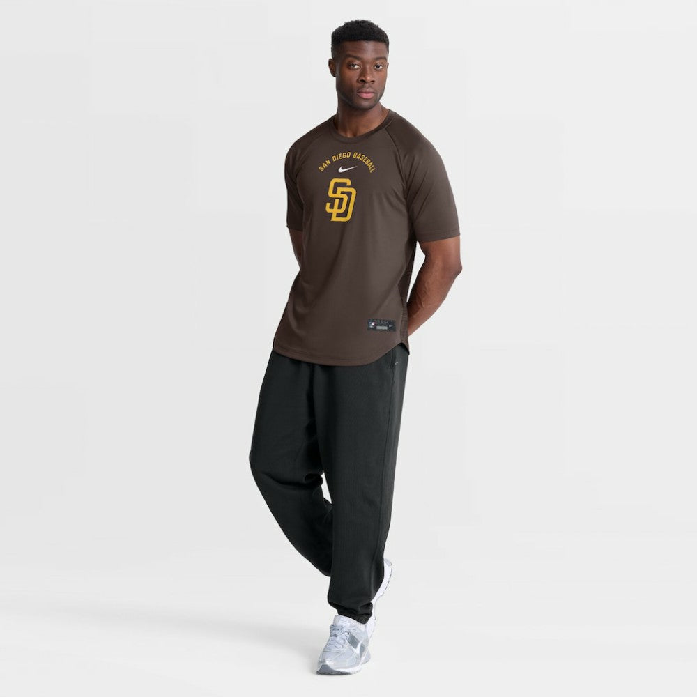 San Diego Padres Authentic Collection Batting Practice Pre-Game Raglan Dri-FIT Top Brown | Nike