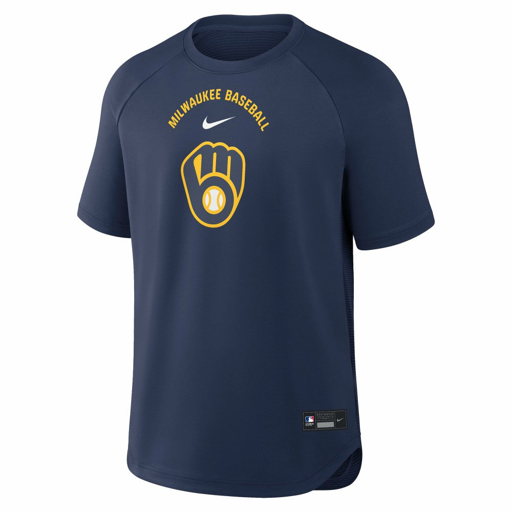 Milwaukee Brewers Authentic Collection Batting Practice Pre-Game Raglan Dri-FIT Top Navy | Nike