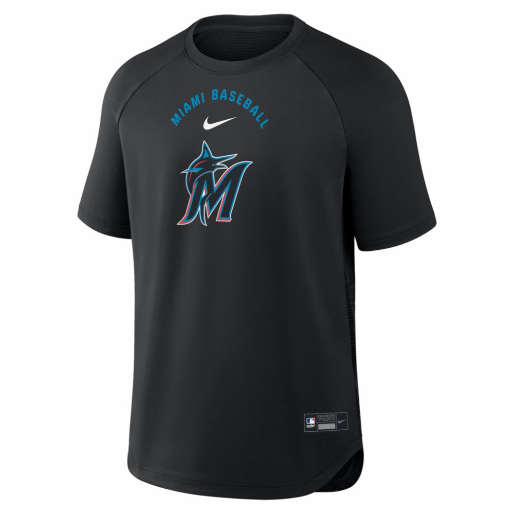 Miami Marlins Authentic Collection Batting Practice Pre-Game Raglan Dri-FIT Top Black | Nike