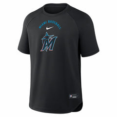 Miami Marlins Authentic Collection Batting Practice Pre-Game Raglan Dri-FIT Top Black | Nike
