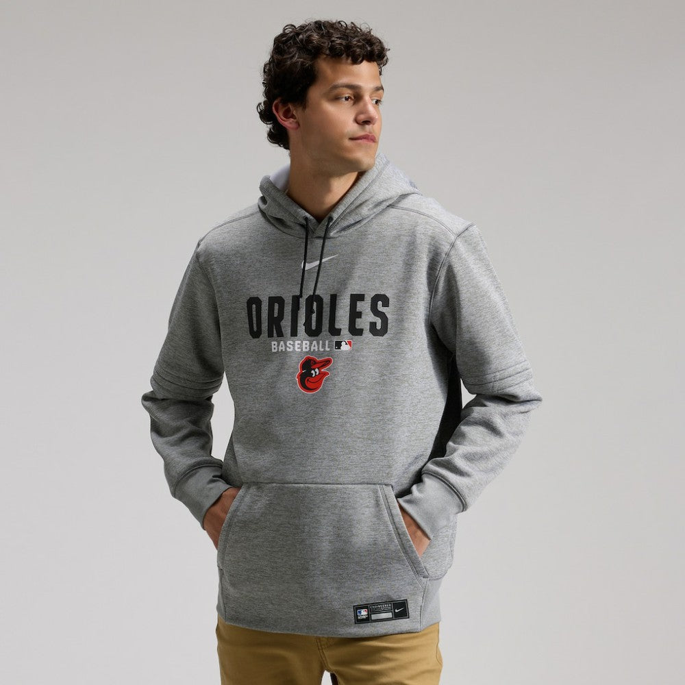 Baltimore Orioles Authentic Collection Therma-FIT Hoodie Heather Charcoal | Nike
