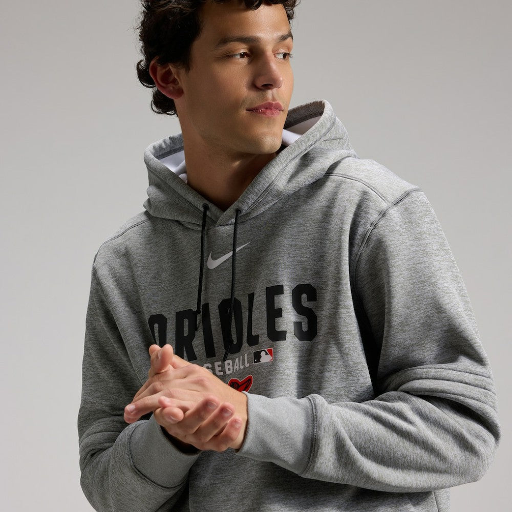 Baltimore Orioles Authentic Collection Therma-FIT Hoodie Heather Charcoal | Nike